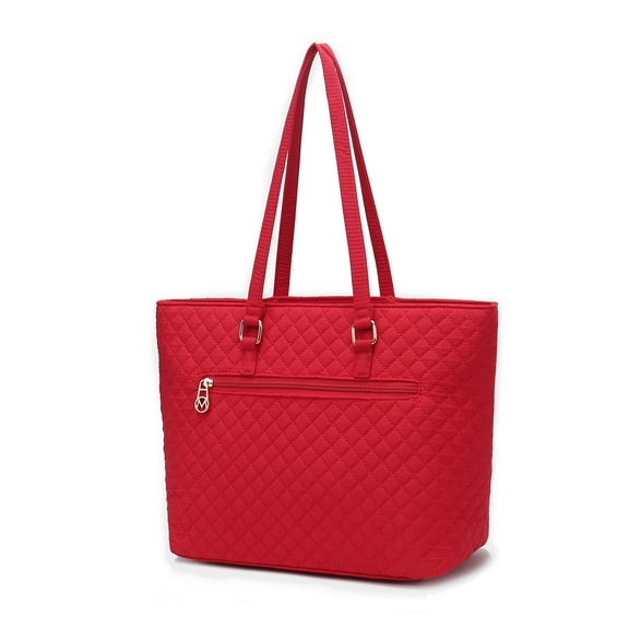 MKF Collection Hallie Women’s Tote Bag, Solid Quilted Cotton Shoulder Handbag by Mia K - Red