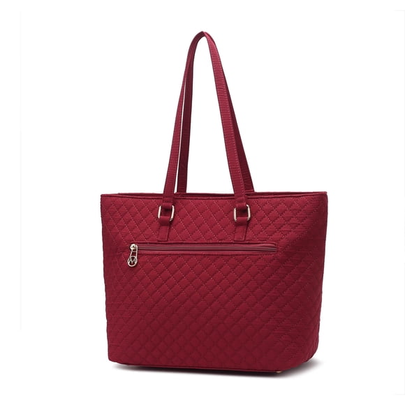Hallie Women’s Tote Bag, Solid Quilted Cotton Shoulder Handbag by Mia K - Wine