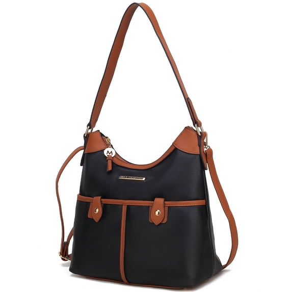 MKF Collection Harper Vegan Color Block Leather Women Shoulder Bag by Mia K - Black Brown