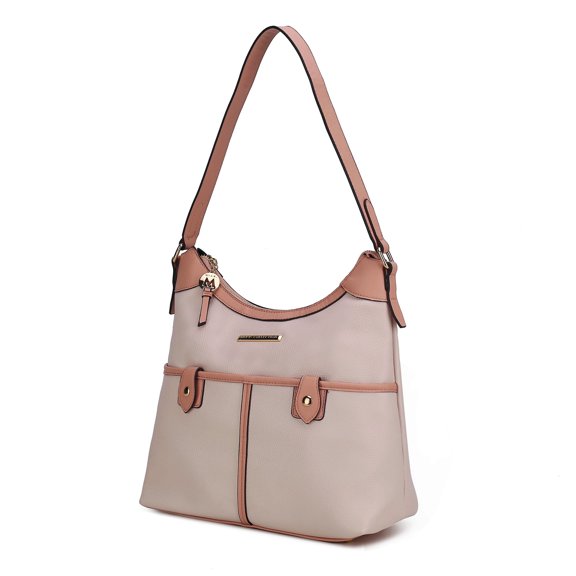 MKF Collection Harper Vegan Color Block Leather Women Shoulder Bag by Mia K - Blush Mauve