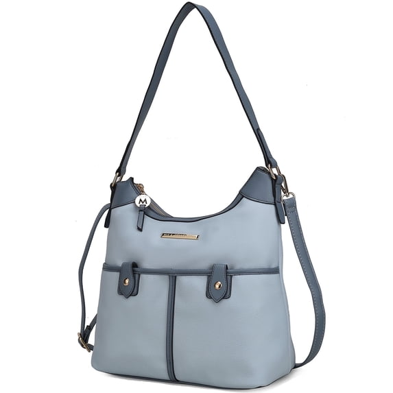 MKF Collection Harper Vegan Color Block Leather Women Shoulder Bag by Mia K - Light Blue Denim