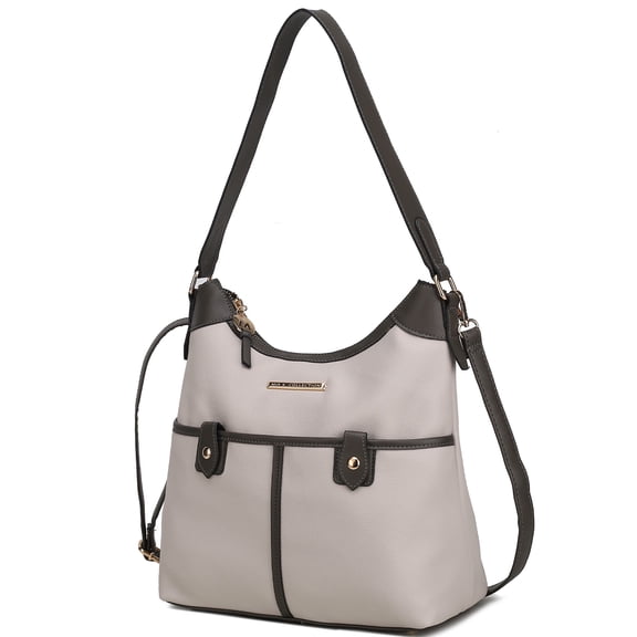 MKF Collection Harper Vegan Color Block Leather Women Shoulder Bag by Mia K - Light Gray Charcoal