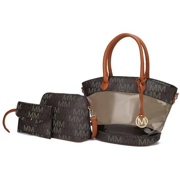 MKF Collection Hattie 3-in-1 Women Tote Bag M Signature Handbag Purse by Mia K - Brown