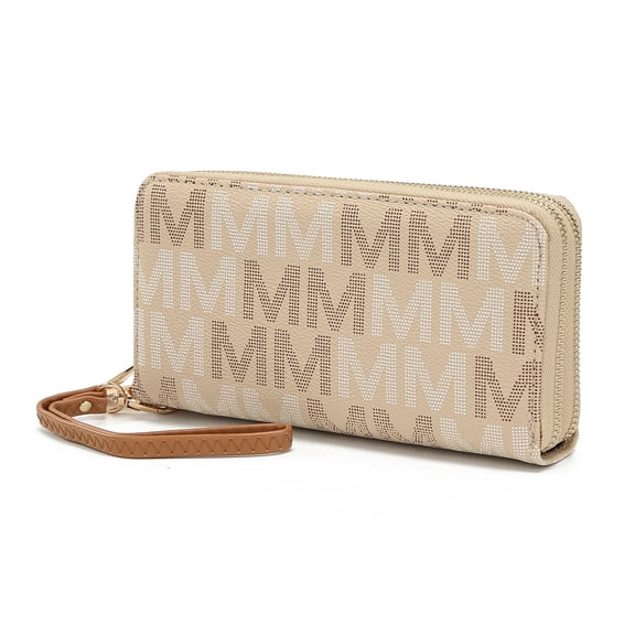 MKF Collection Hofstra Signature Wristlet Wallet for Women's, Handbag Purse by Mia K - Beige