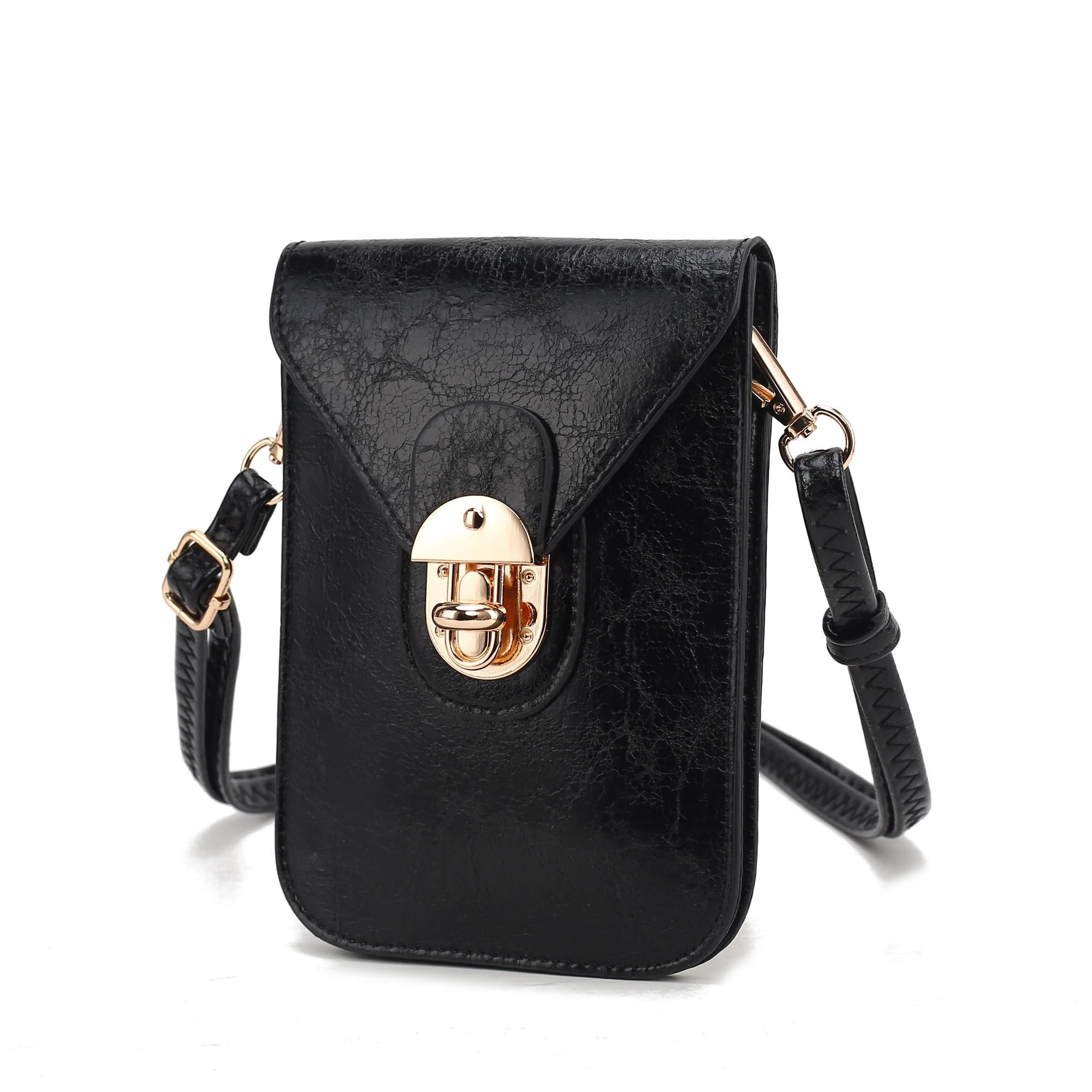 MKF Collection Havana Phone Crossbody Bag for Women, Vegan Leather Handbag Shoulder Bag by Mia K -Black
