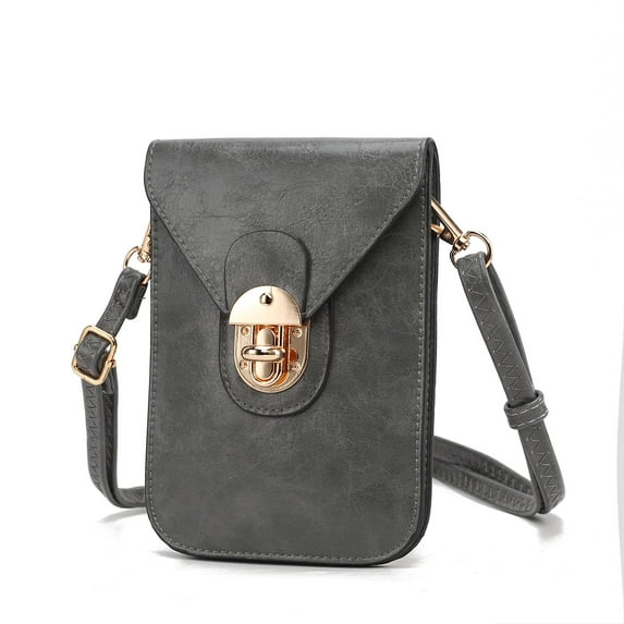 MKF Collection Havana Phone Crossbody Bag for Women, Vegan Leather Handbag Shoulder Bag by Mia K -Charcoal Grey