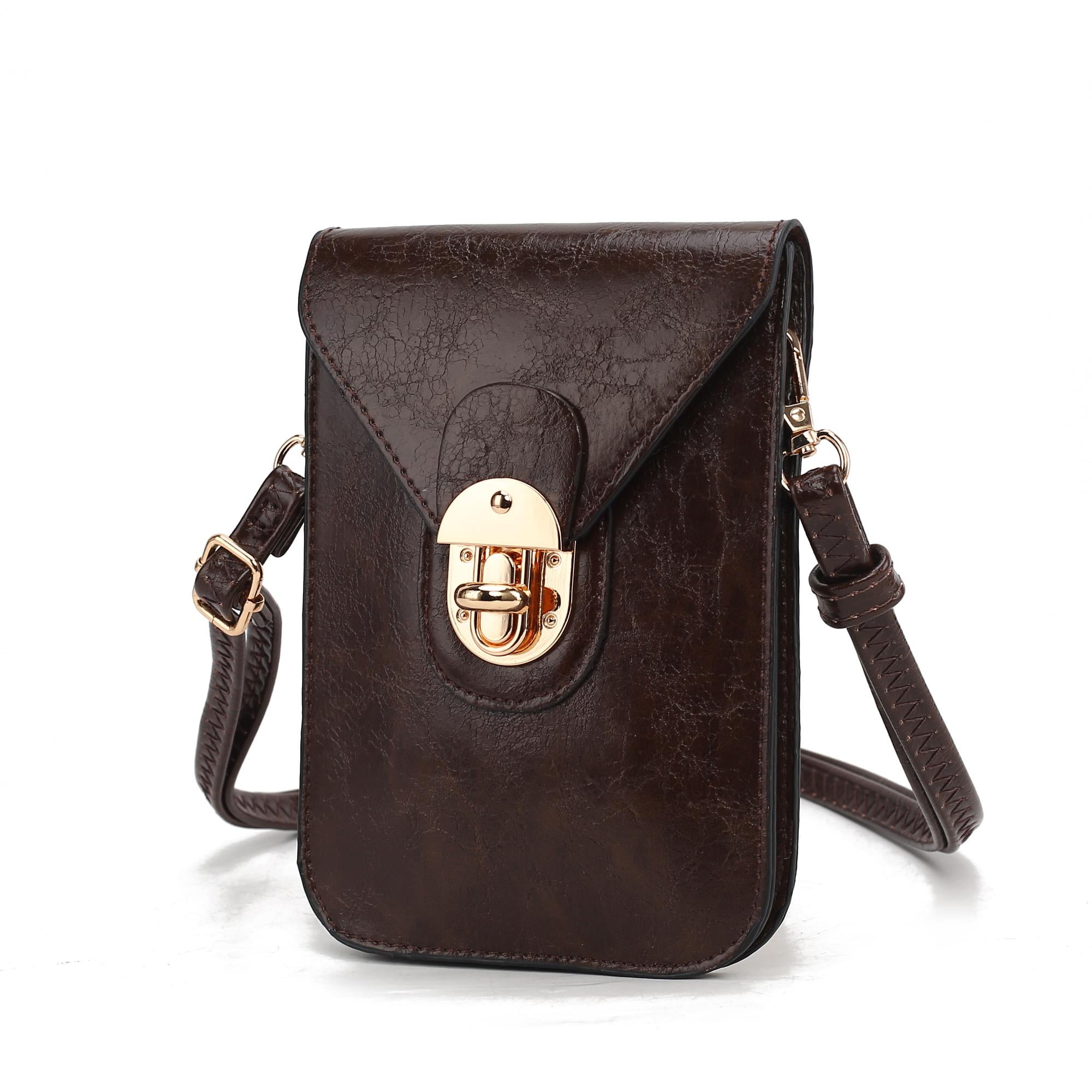 MKF Collection Havana Phone Crossbody Bag for Women, Vegan Leather Handbag Shoulder Bag by Mia K -Coffee Brown