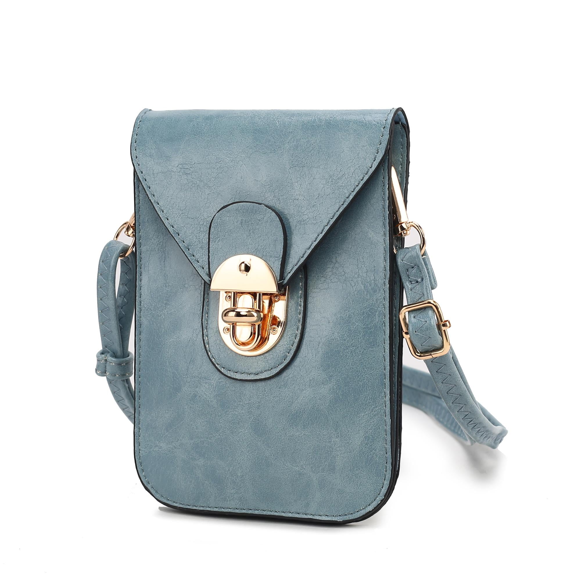 MKF Collection Havana Phone Crossbody Bag for Women, Vegan Leather Handbag Shoulder Bag by Mia K - Denim Blue