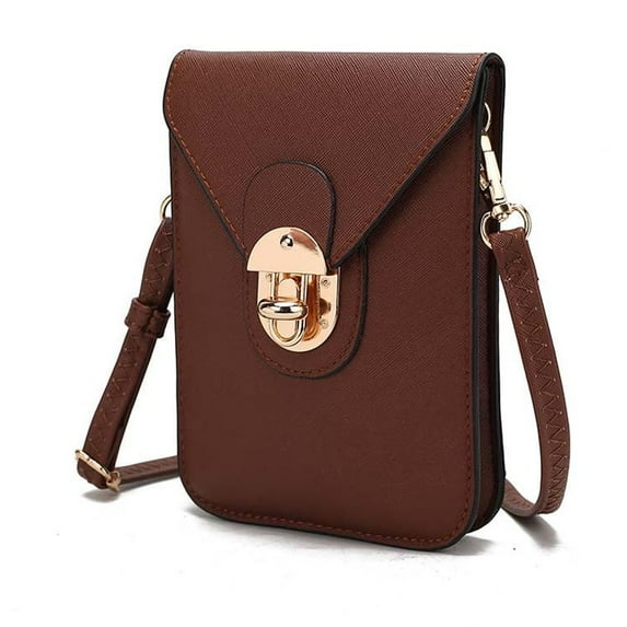 MKF Collection Havana Women's Smartphone Crossbody Bag, Vegan Leather Shoulder Bag Handbag by Mia K - Coffee