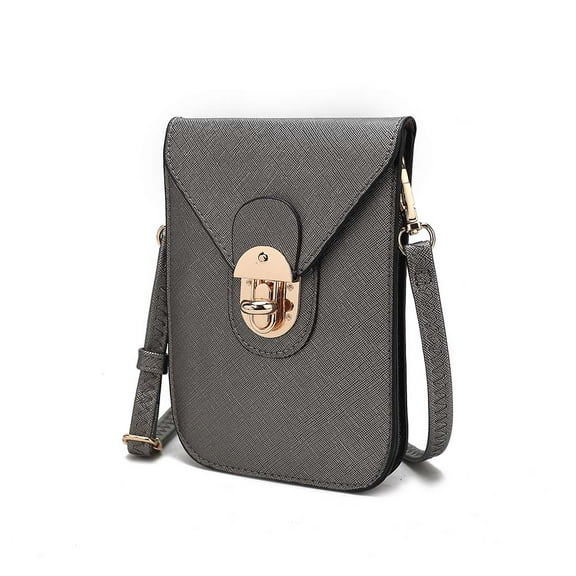 MKF Collection Havana Women's Smartphone Crossbody Bag, Vegan Leather Shoulder Bag Handbag by Mia K - Pewter