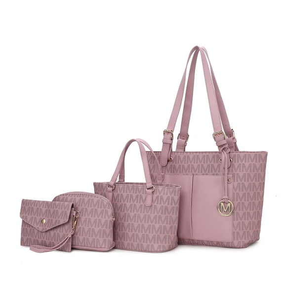 MKF Collection Havenly Women's Tote Bag, Wristlet Pouch Purse, Vegan Leather Handbag 4Pcs Set by Mia K - Lavender