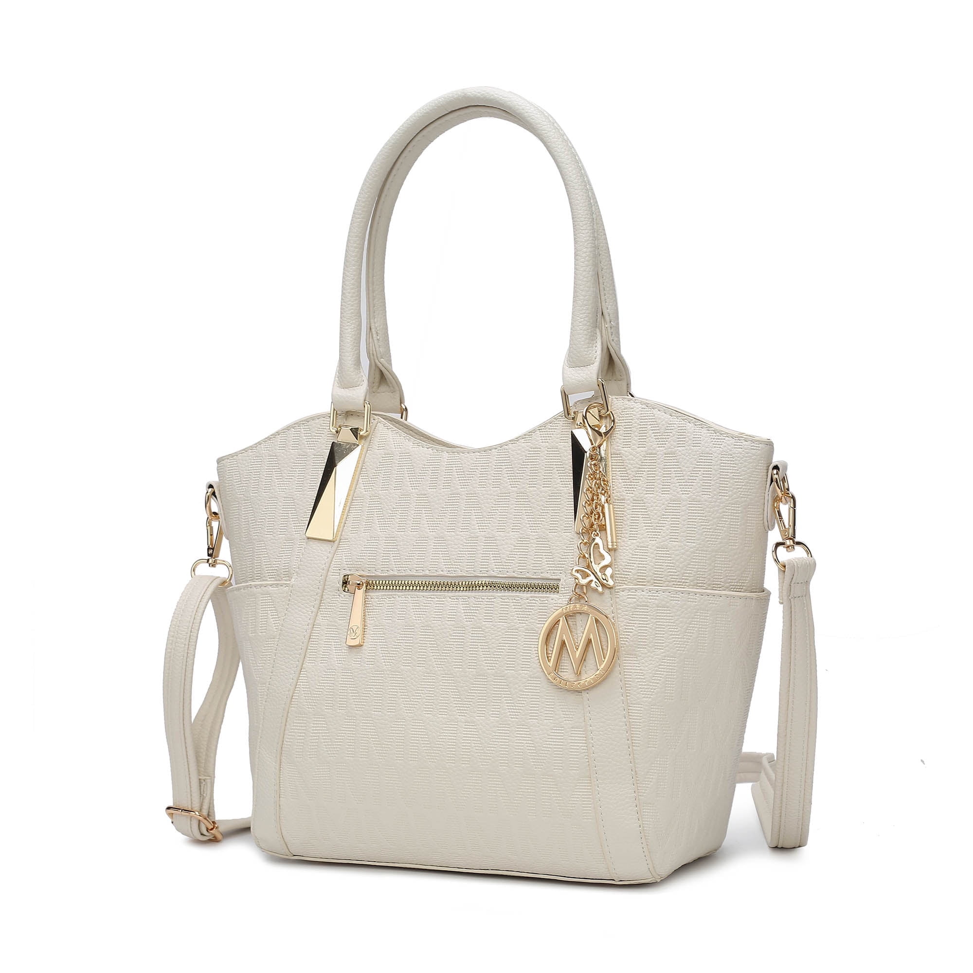 MKF Collection Hazel Vegan Leather Women's Tote Bag, Functional Shoulder Purse Handbag by Mia K - Beige