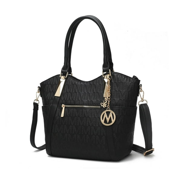 MKF Collection Hazel Vegan Leather Women's Tote Bag, Functional Shoulder Purse Handbag by Mia K - Black