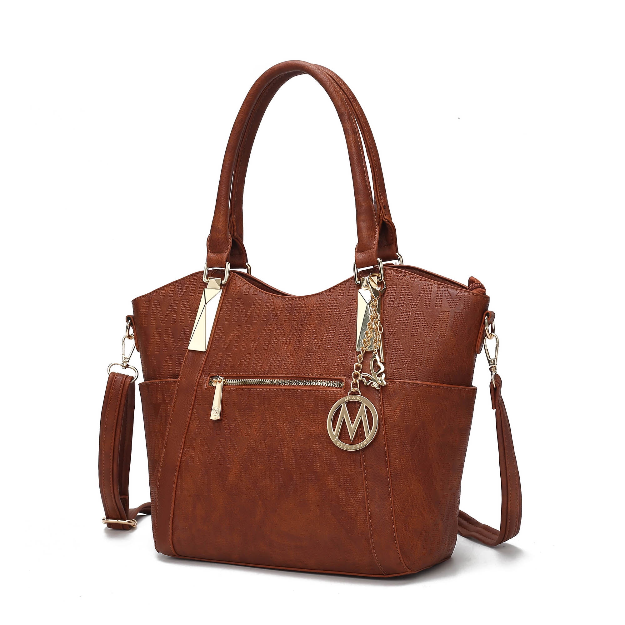 MKF Collection Hazel Vegan Leather Women's Tote Bag, Functional Shoulder Purse Handbag by Mia K - Camel