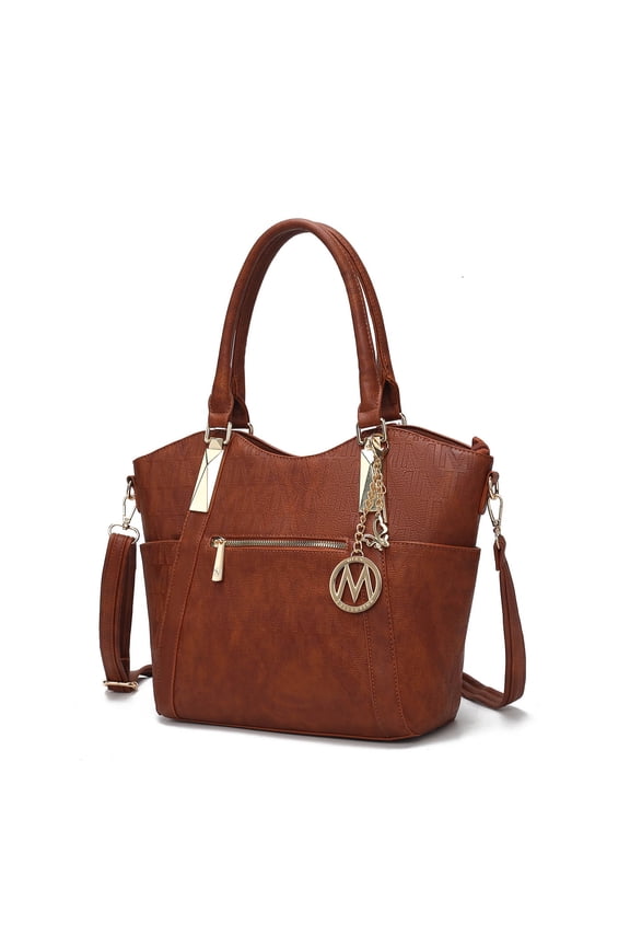 Hazel Vegan Leather Women's Tote Bag, Functional Shoulder Purse Handbag by Mia K - Camel