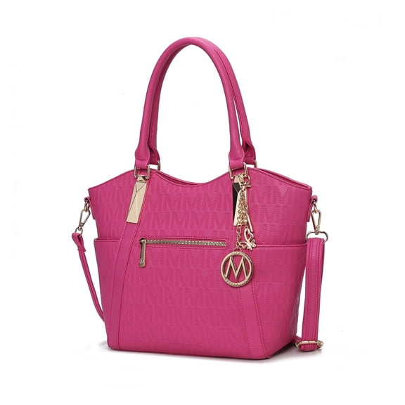 MKF Collection Hazel Vegan Leather Women's Tote Bag, Functional Shoulder Purse Handbag by Mia K - Fuchsia