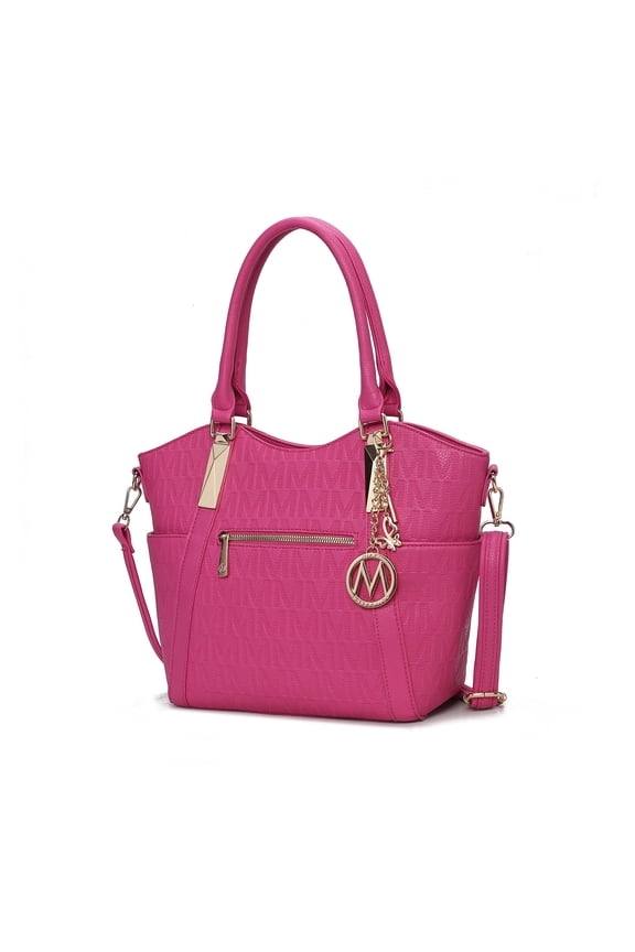 Hazel Vegan Leather Women's Tote Bag, Functional Shoulder Purse Handbag by Mia K - Fuchsia
