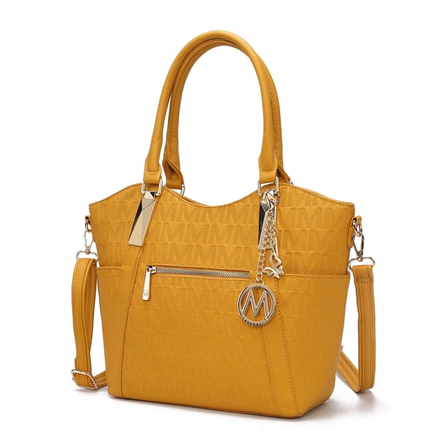 MKF Collection Hazel Vegan Leather Women's Tote Bag, Functional Shoulder Purse Handbag by Mia K - Mustard