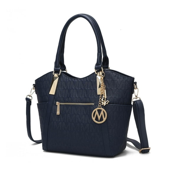 MKF Collection Hazel Vegan Leather Women's Tote Bag, Functional Shoulder Purse Handbag by Mia K - Navy