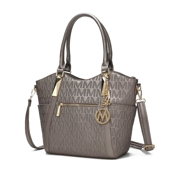 MKF Collection Hazel Vegan Leather Women's Tote Bag, Functional Shoulder Purse Handbag by Mia K - Pewter