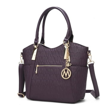 MKF Collection Hazel Vegan Leather Women's Tote Bag, Functional Shoulder Purse Handbag by Mia K - Purple
