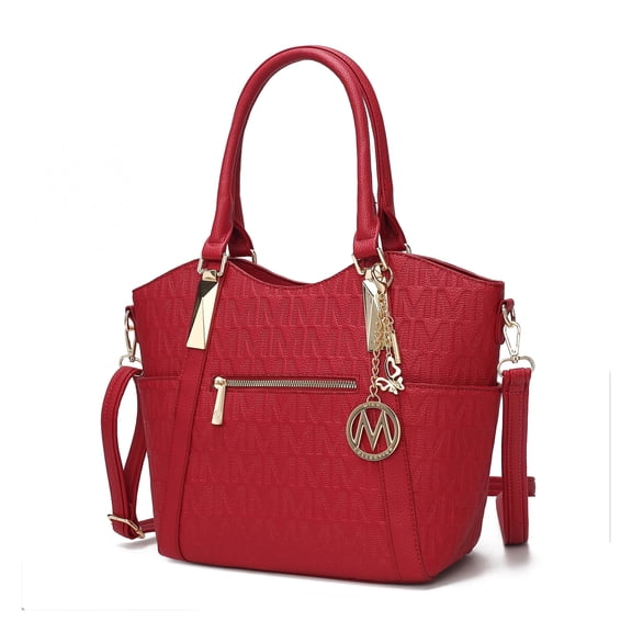 MKF Collection Hazel Vegan Leather Women's Tote Bag, Functional Shoulder Purse Handbag by Mia K - Red
