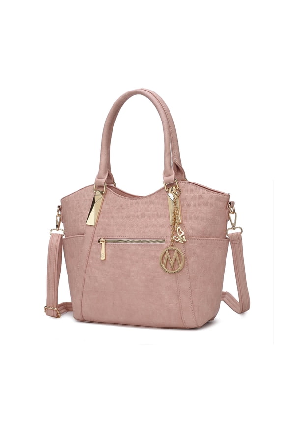 Hazel Vegan Leather Women's Tote Bag, Functional Shoulder Purse Handbag by Mia K - Rose Pink