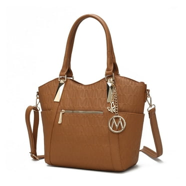 MKF Collection Hazel Vegan Leather Women's Tote Bag, Functional Shoulder Purse Handbag by Mia K - Tan
