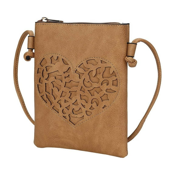 MKF Collection Heartly Crossbody Bag, Vegan Leather Shoulder Bag Handbag Purse by Mia K