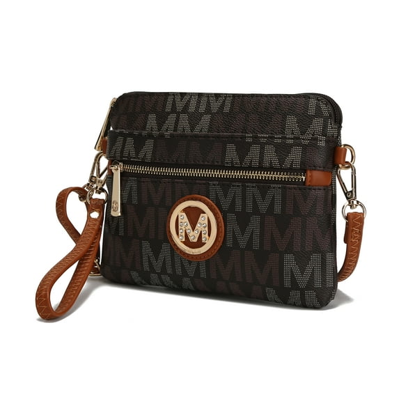 MKF Collection Heidi Vegan Leather Women's Brown Crossbody Wristlet Handbag by Mia K