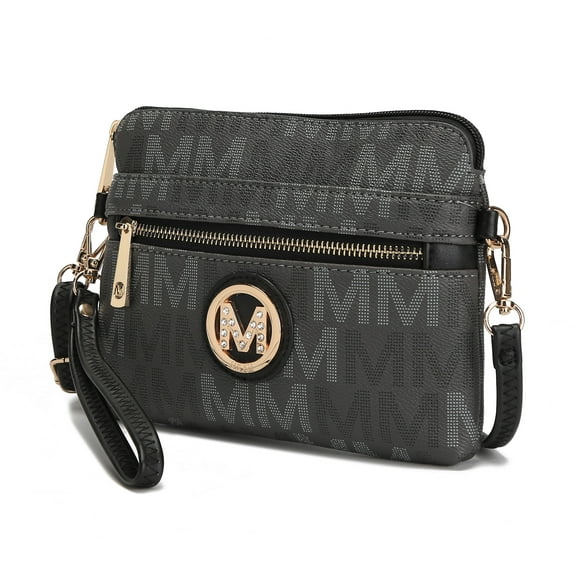 MKF Collection Heidi Vegan Leather Women's Dark Gray Crossbody Wristlet Handbag by Mia K