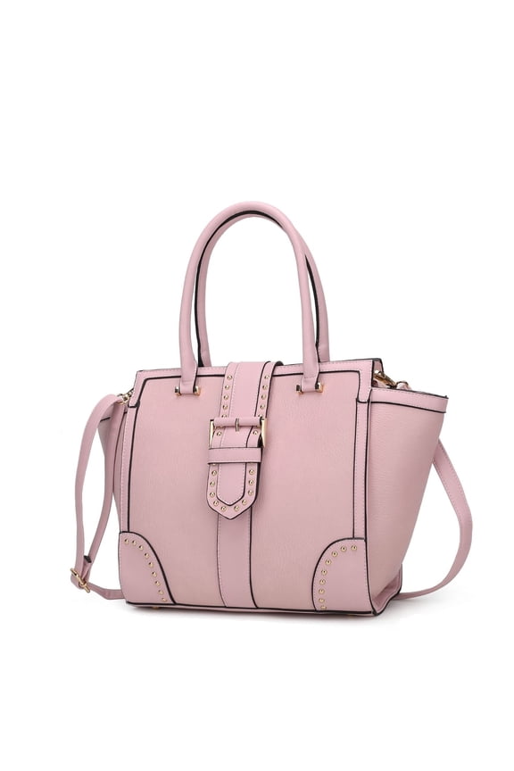 Ilana Women's Studded Vegan Leather Satchel Crossbody Handbag by Mia K. - Pink