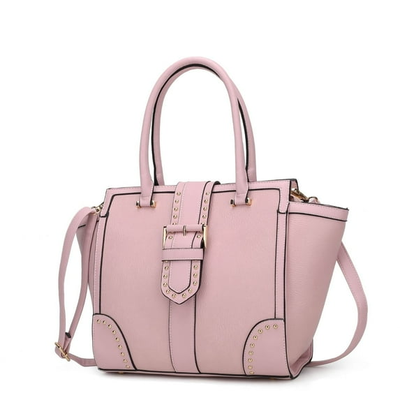 MKF Collection Ilana Women's Studded Vegan Leather Satchel Crossbody Handbag by Mia K. - Pink