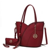 MKF COLLECTION Imogene Women's Tote Bag with Wristlet Wallet, Vegan Leather Shoulder Bag Handbag Set by Mia K -Wine