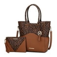 thumbnail image 1 of MKF Collection Iris Vegan Leather Women's Tote Bag, Classy Shoulder Purse Handbag & Wristlet 2 pcs by Mia K - Cognac, 1 of 11