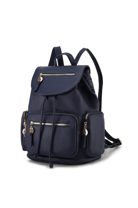 Ivanna Women's Oversize Backpack Vegan Leather Top-Handle Daypack Bag by Mia K - Navy