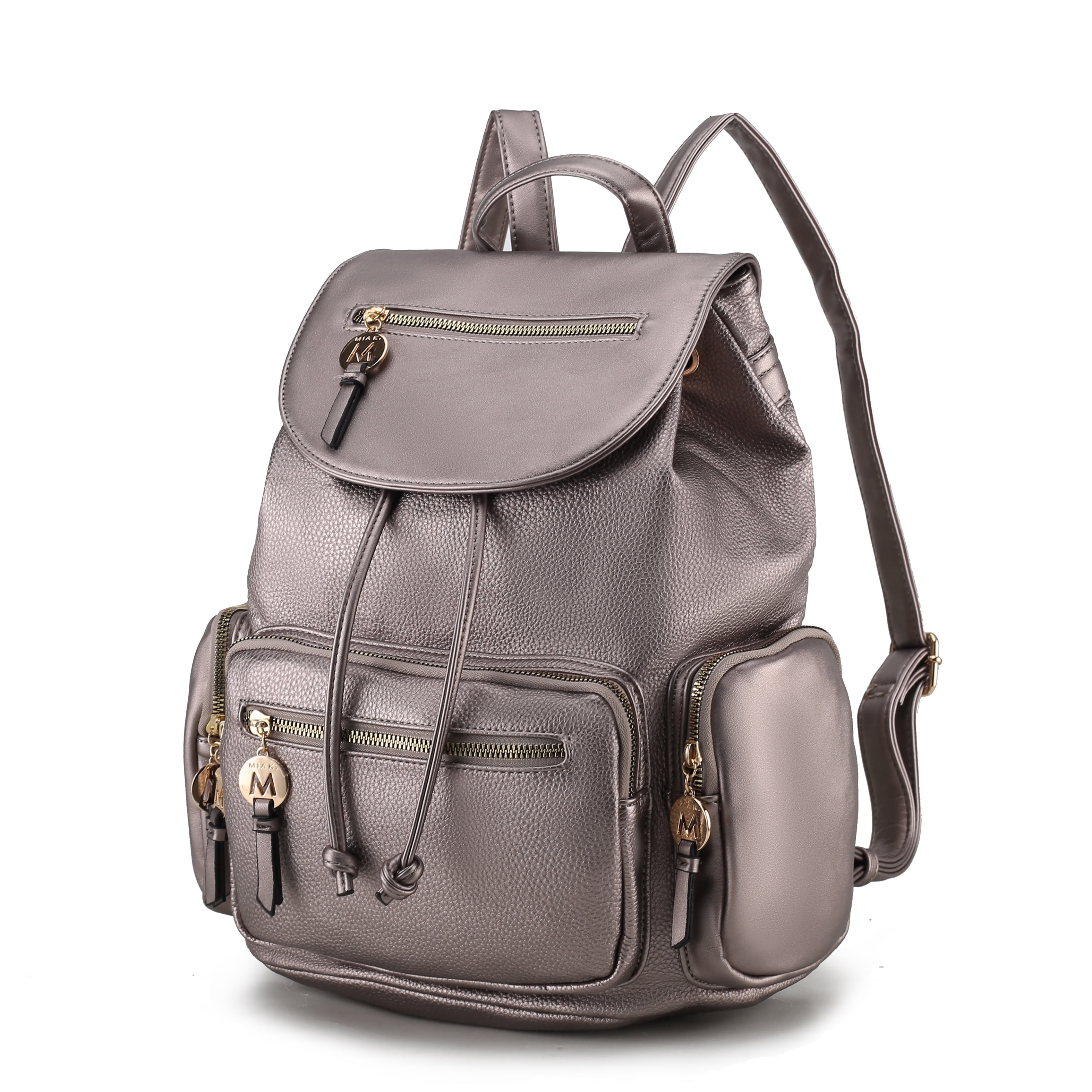 MKF Collection Ivanna Women's Oversize Backpack Vegan Leather Top-Handle Daypack Bag by Mia K - Pewter