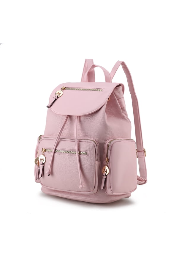 Ivanna Women's Oversize Backpack Vegan Leather Top-Handle Daypack Bag by Mia K - Pink