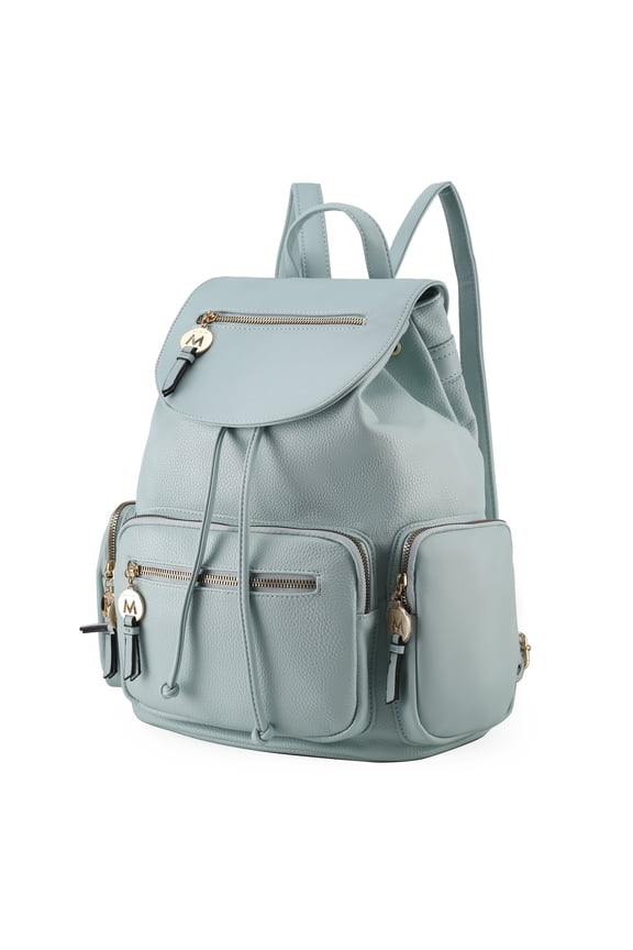 Ivanna Women's Oversize Backpack Vegan Leather Top-Handle Daypack Bag by Mia K - Seafoam
