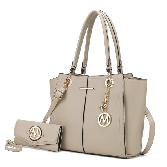 MKF Collection Ivy Vegan Leather Women’s Tote Bag & Wallet, Elegant Shoulder Purse Handbag by Mia K - Taupe