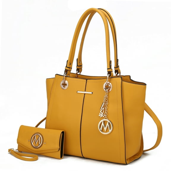 MKF Collection Ivy Vegan Leather Women’s Tote Bag & Wallet, Elegant Shoulder Purse Handbag by Mia K - Yellow