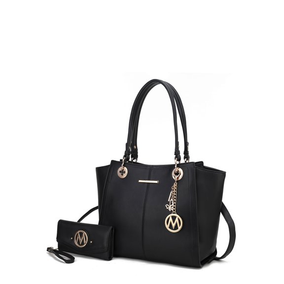 MKF Collection Ivy Vegan Leather Women's Tote Handbag with Wallet by Mia K., 2-Piece, Black