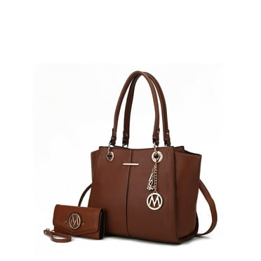 MKF Collection Ivy Vegan Leather Women's Tote Handbag with Wallet by Mia K., 2-Piece, Brown