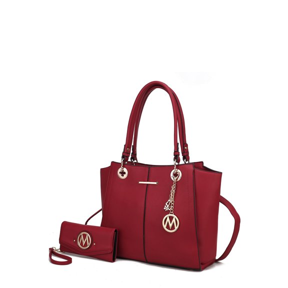 MKF Collection Ivy Vegan Leather Women's Tote Handbag with Wallet by Mia K., 2-Piece, Red