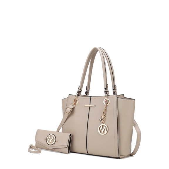 MKF Collection Ivy Vegan Leather Women's Tote Handbag with Wallet by Mia K., 2-Piece, Taupe