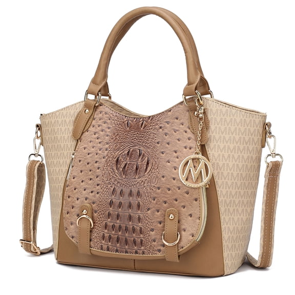 MKF Collection Jacqueline Signature Women Satchel Bag, Handbag Purse by Mia K - Beige