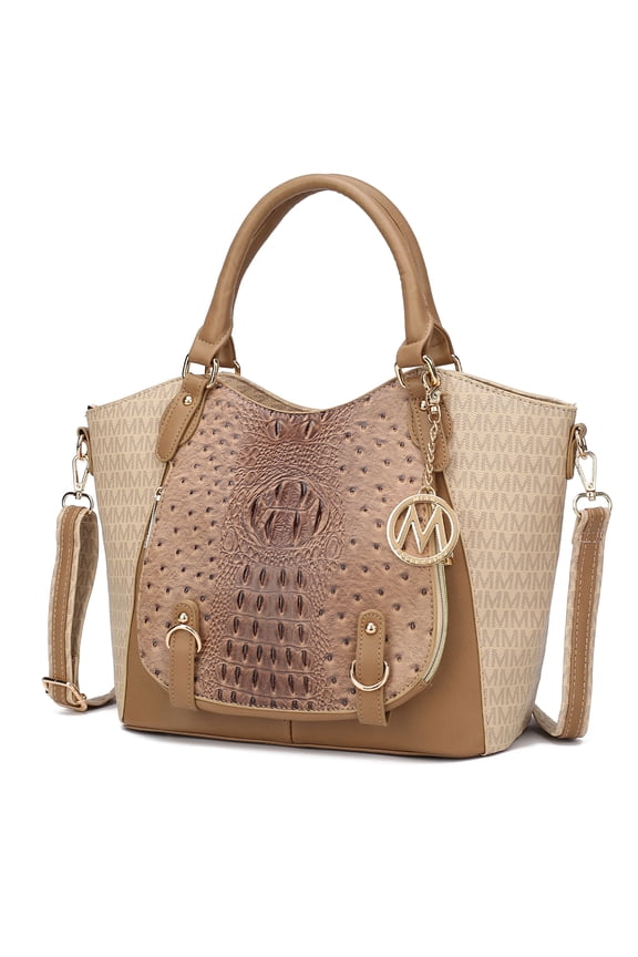 Jacqueline Signature Women Satchel Bag, Handbag Purse by Mia K - Beige