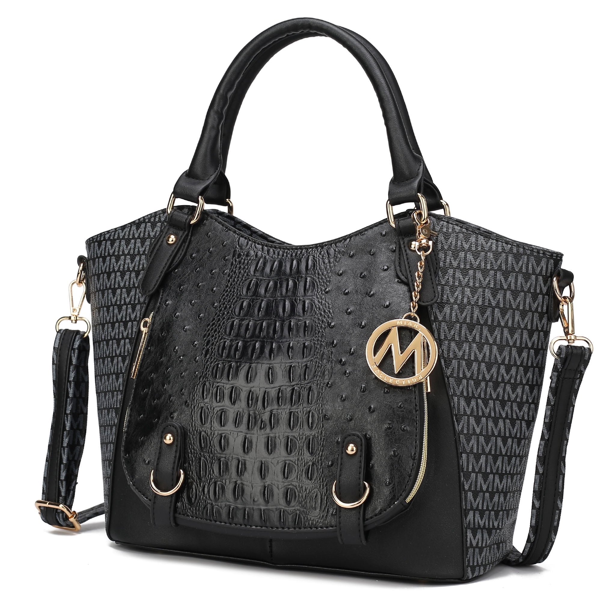 MKF Collection Jacqueline Signature Women Satchel Bag, Handbag Purse by Mia K - Black