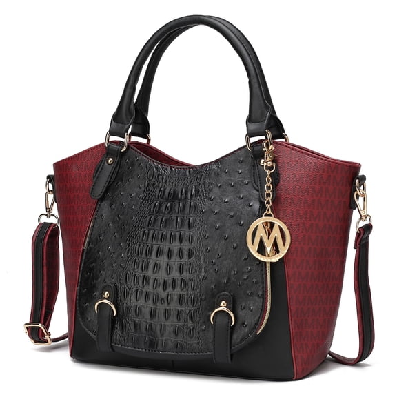 MKF Collection Jacqueline Signature Women Satchel Bag, Handbag Purse by Mia K - Burgundy Red