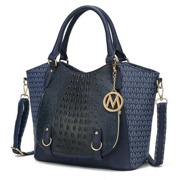 MKF Collection Jacqueline Signature Women Satchel Bag, Handbag Purse by Mia K - Navy Blue